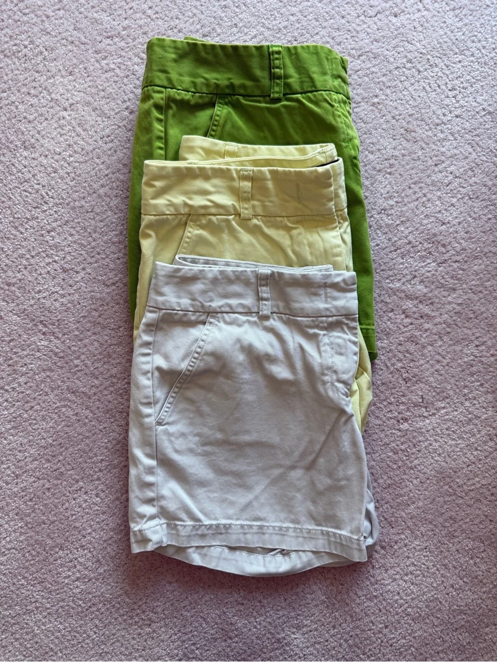 J. Crew Women's Shorts Trio in Limey Yellow, Green, Cream
